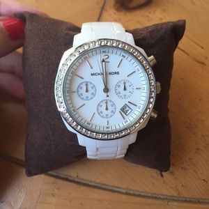 White Michael Kors runway watch